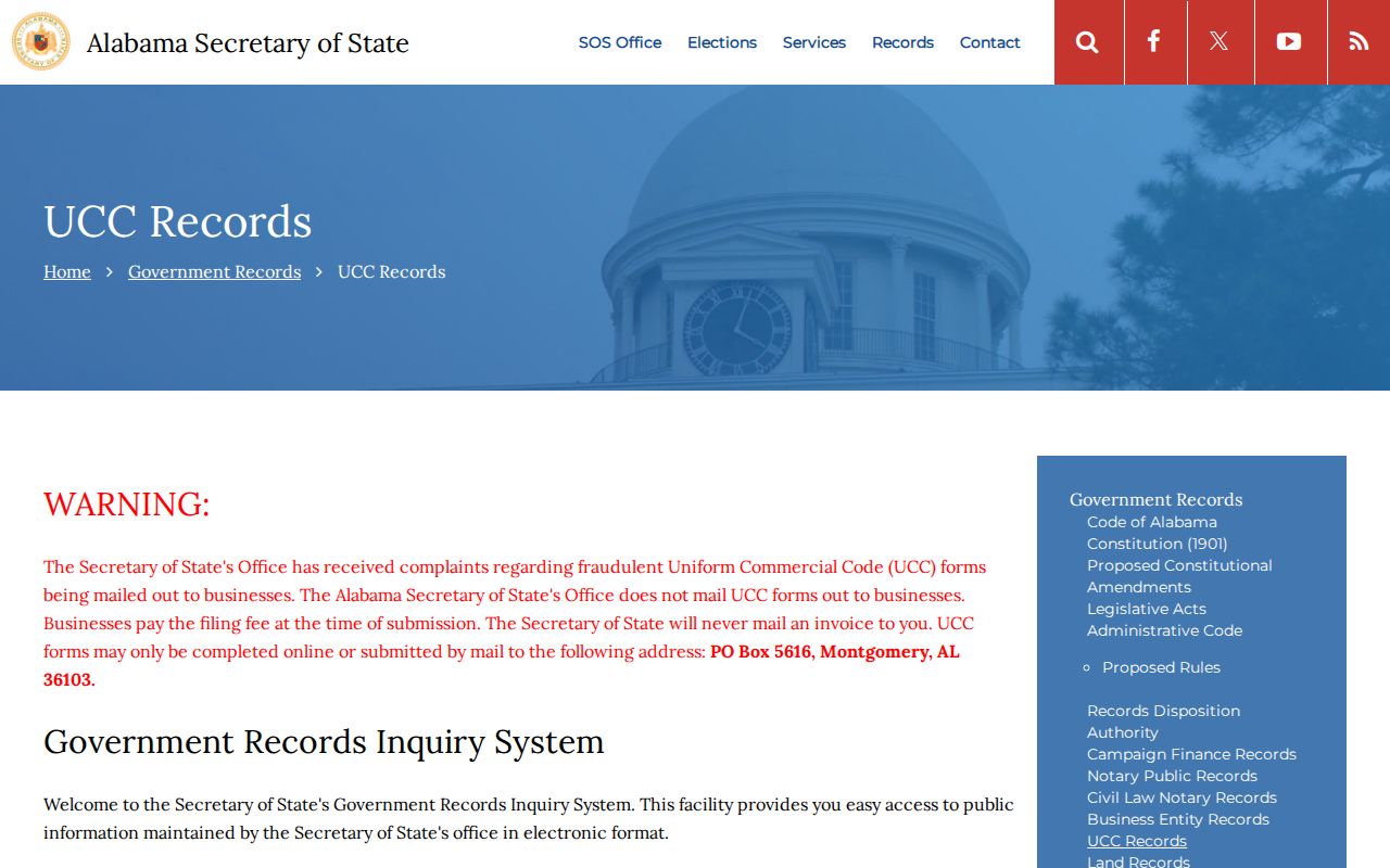 Opelika previous residents Alabama UCC records route