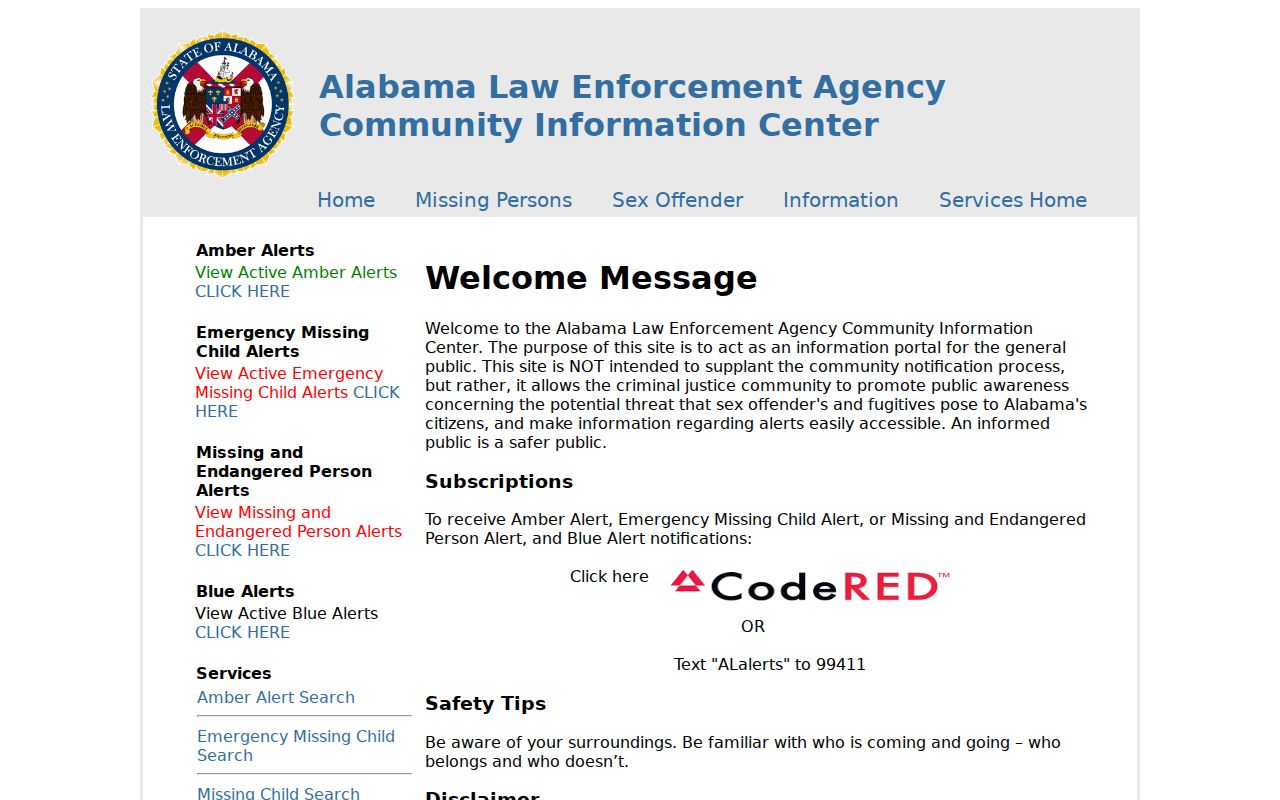 Opelika resident lookup limits in the ALEA community information portal